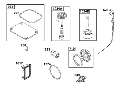 Lubrication Group Diagram and Parts List for 613777-0013-J1 400000 - 699999 Briggs and Stratton Engine